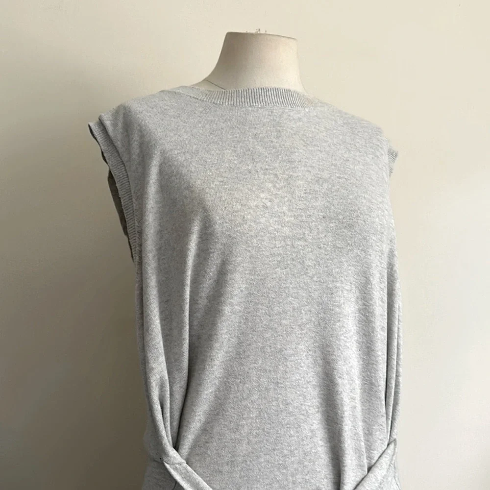 CURRENT/ELLIOTT Cotton Cashmere Mix Gray Sleeveless Sweater Dress sz Large 3 - Picture 5 of 8